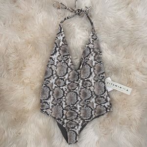 NWT Snakeskin Vitamin A Halter Onepiece with Low Back 🐍